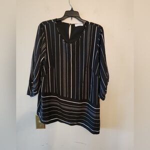 Calvin Klein Black and White Striped Blouse